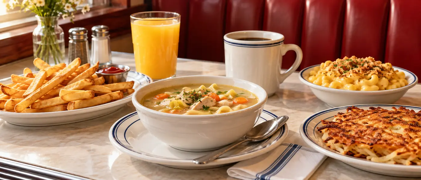 Soup, sides and diner beverages